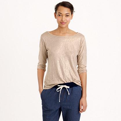 J.Crew Linen boatneck tee in metallic