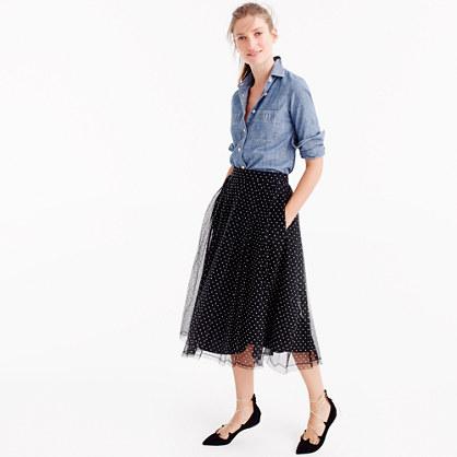 J.Crew J.Crew for NET-A-PORTER double-pleated midi skirt in flocked tulle