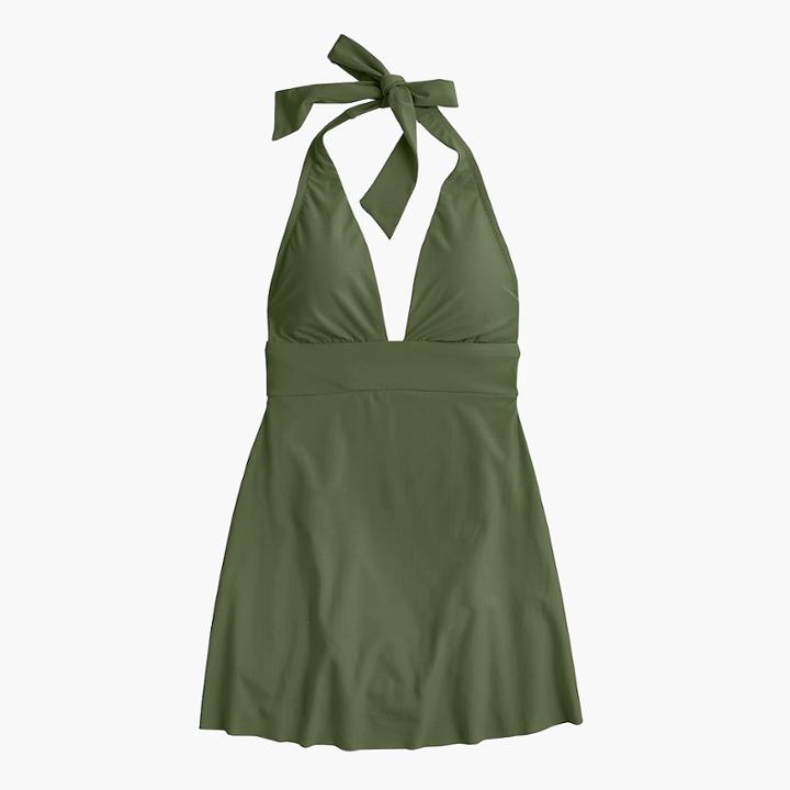 J.Crew Plunging halter swim dress