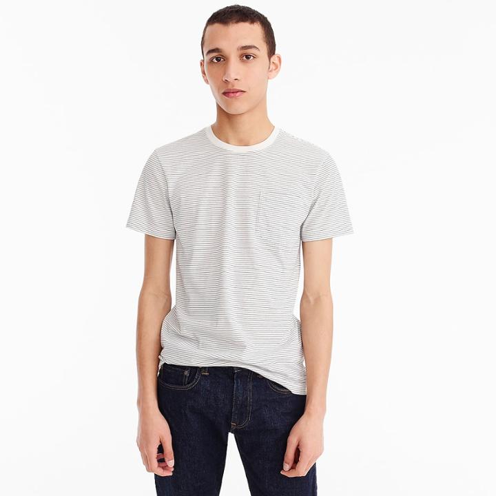 J.Crew J.Crew Mercantile Broken-in T-shirt in light grey stripe