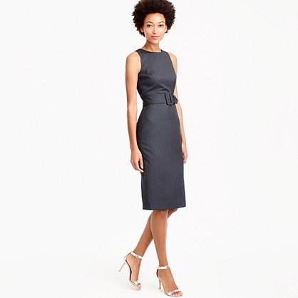 J.Crew Belted sheath dress in pinstripe Super 120s wool