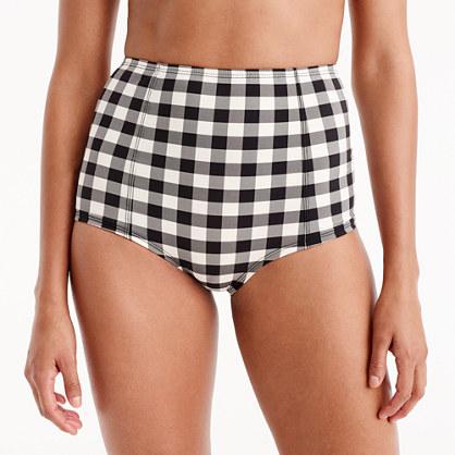 J.Crew High-waisted bikini bottom in oversized matte gingham