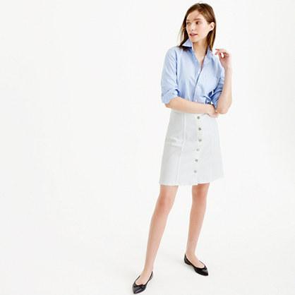 J.Crew Button-front white denim mini skirt