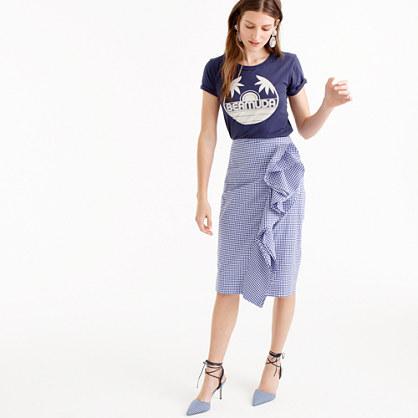 J.Crew Thomas Mason® for J.Crew ruffle skirt in gingham