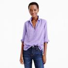 J.Crew Gathered popover in two-tone lavender gingham