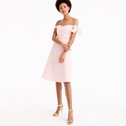 J.Crew Tie-shoulder strapless dress in seersucker