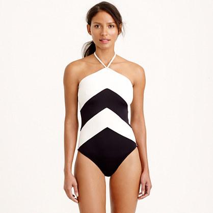 J.Crew Chevron halter one-piece swimsuit
