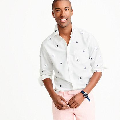 J.Crew Slim lightweight oxford shirt in embroidered anchors