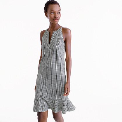 J.Crew Tall flutter-hem dress in plaid