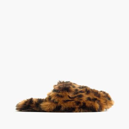 J.Crew Leopard fuzzy slippers