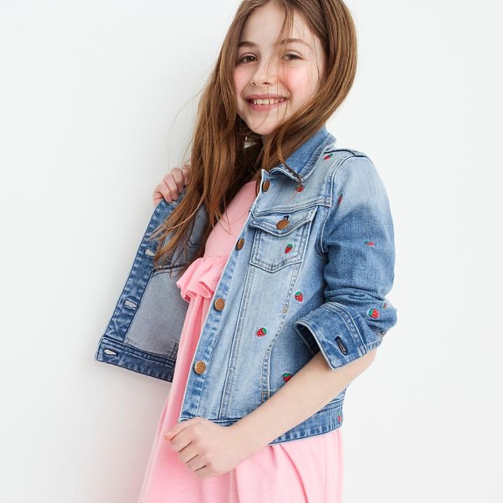 J.Crew Girls' Madewell X crewcuts strawberry embroidered jean jacket