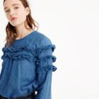 J.Crew Tiered top in chambray