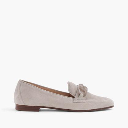 J.Crew Suede Charlie loafers with Lucite links