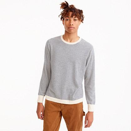 J.Crew Cotton crewneck sweater in grey stripe