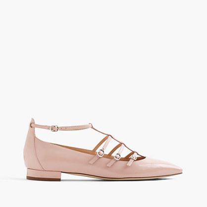 J.Crew Caged flats in glossy leather