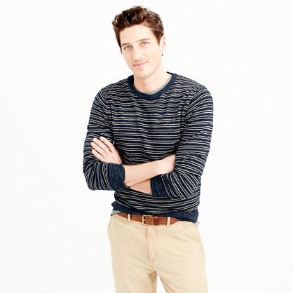 J.Crew Rugged cotton crewneck sweater in navy stripe