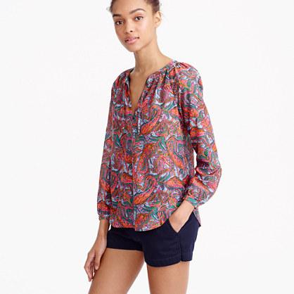 J.Crew Tie-neck top in vibrant paisley