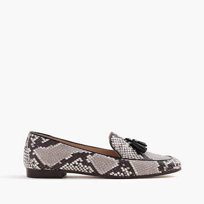 J.Crew Charlie tassel loafers in snakeskin-printed leather