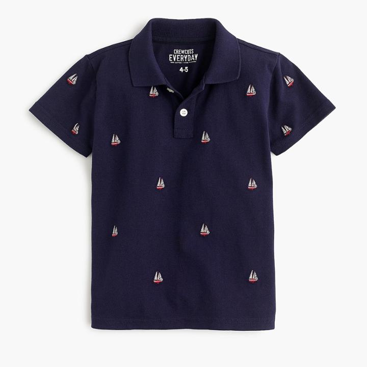 J.Crew Boys' critter piqupolo shirt in sailboats