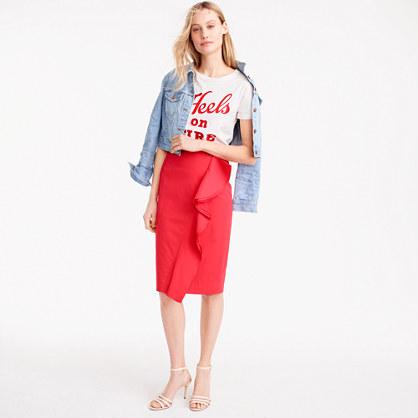 J.Crew Petite ruffle skirt in cotton poplin