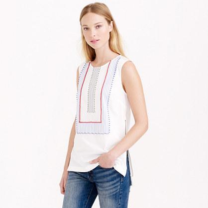 J.Crew Sleeveless beaded zip top