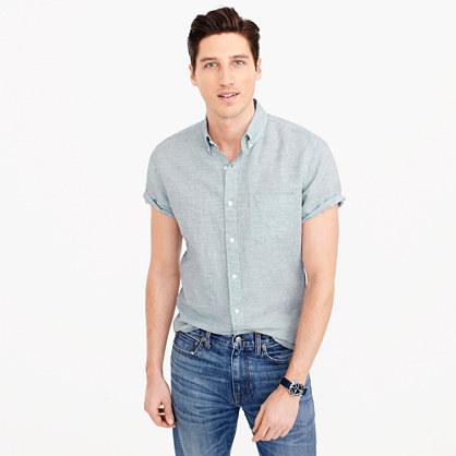 J.Crew Tall short-sleeve shirt in end-on-end cotton-Irish linen