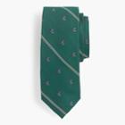 J.Crew Silk tie in stripe with embroidered magpies