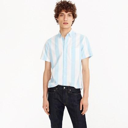 J.Crew Short-sleeve stretch American Pima oxford shirt in blue stripe