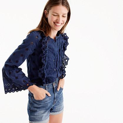 J.Crew Floral eyelet top