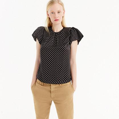 J.Crew Flutter-sleeve top in polka dot