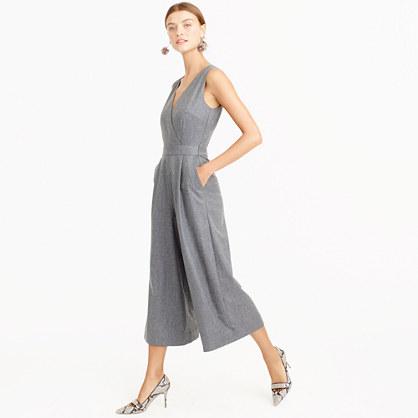 J.Crew Collection wide-leg cropped jumpsuit in wool flannel