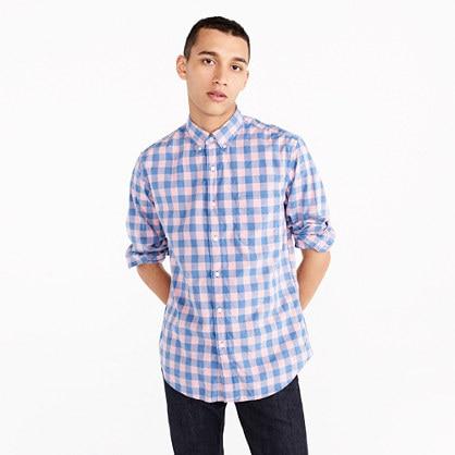 J.Crew Tall stretch Secret Wash shirt in heather peony gingham