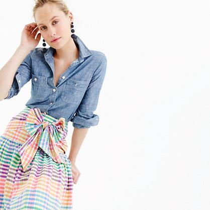 J.Crew Tie-front skirt in rainbow gingham