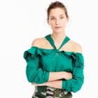 J.Crew Tall off-the-shoulder tie-neck top