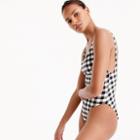 J.Crew Scoopback one-piece swimsuit in oversized matte gingham