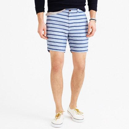 J.Crew 7 Stanton short in indigo striped Irish linen