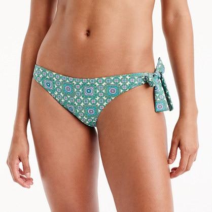 J.Crew Single side-tie bikini bottom in emerald foulard print