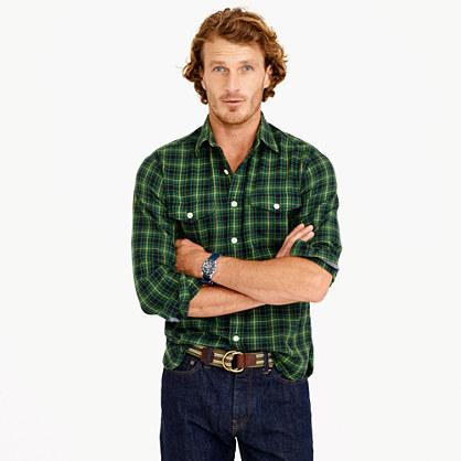 J.Crew Wallace & Barnes flannel shirt in green plaid
