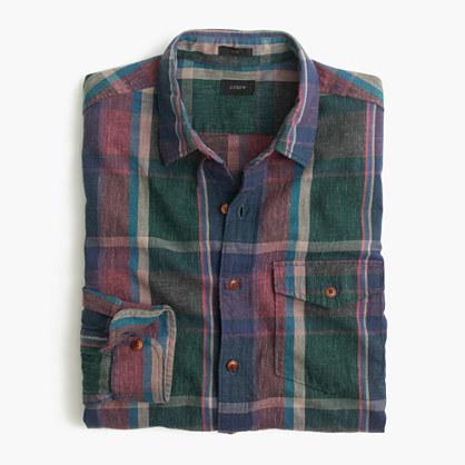 J.Crew Slim heathered slub cotton shirt in green plaid