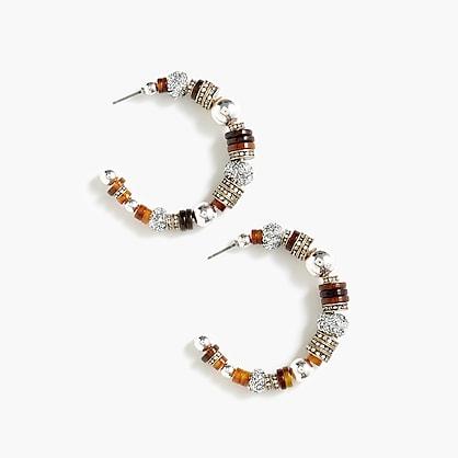 J.Crew Multi-bead and stone hoop earrings