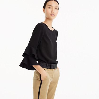J.Crew Tiered bell-sleeve top in drapey crepe