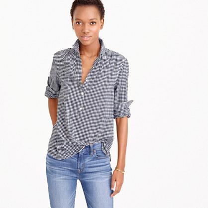 J.Crew Gathered popover in microgingham