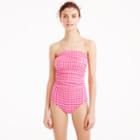 J.Crew Gingham ruched bandeau one-piece swimsuit