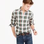 J.Crew Midweight flannel shirt in white and green plaid