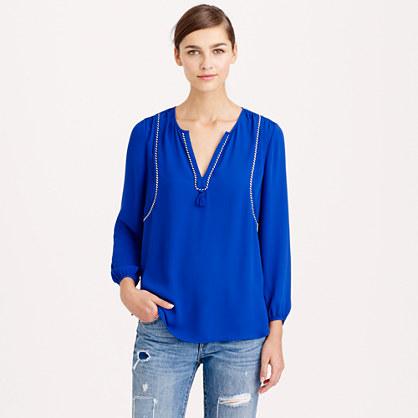 J.Crew Tall tassel-trim top