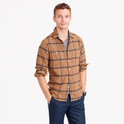 J.Crew Wallace & Barnes heavyweight flannel shirt in wheat windowpane
