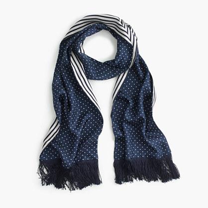 J.Crew Silk scarf in polka dot and stripe