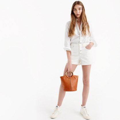 J.Crew High-rise denim short in white with button fly