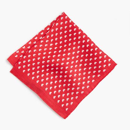 J.Crew Linen pocket square in heart print