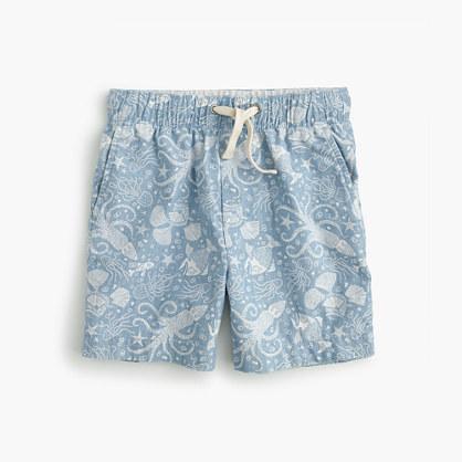 J.Crew Boys' dock short in aquatic chambray print